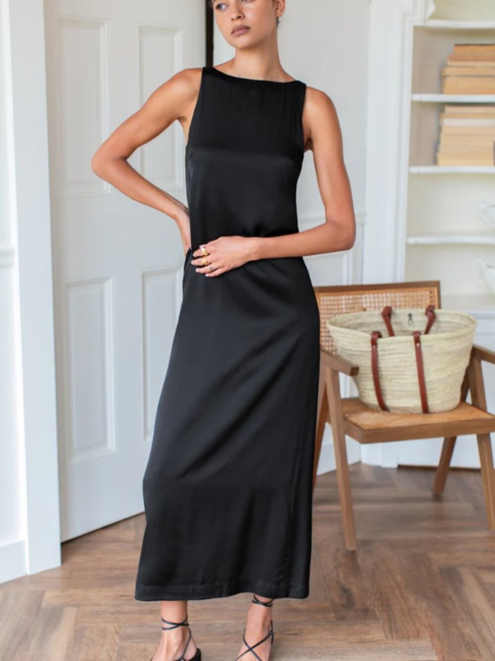 Emerson Fry Cut In Shift Maxi Dress - Black Size L Large NEW NWT